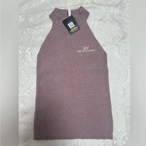 Blessed Pink Fitted Sleeveless Tank Top with Mandarin Collar